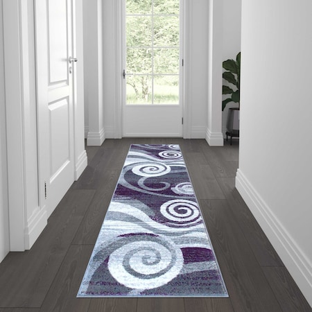Flash Furniture Purple 2' x 7' Modern Swirl Pattern Area Rug OKR-RG1103-27-PU-GG